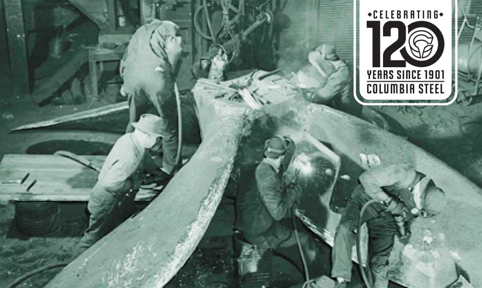 WWII saw Columbia contributing to the effort with castings like this large steel ship's propeller for the American navy.