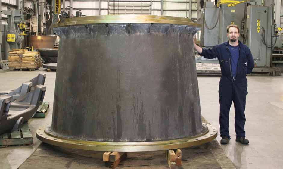 A blast furnace bell seat in Columbia Steel's machine shop
