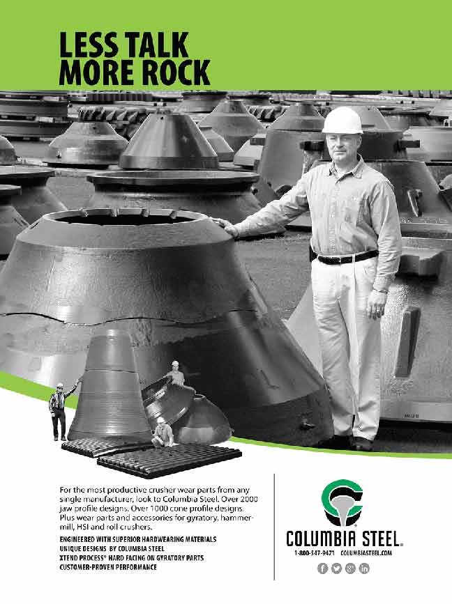 Columbia Steel's ad in the August 2015 issue of Canadian Institute of Mining Magazine