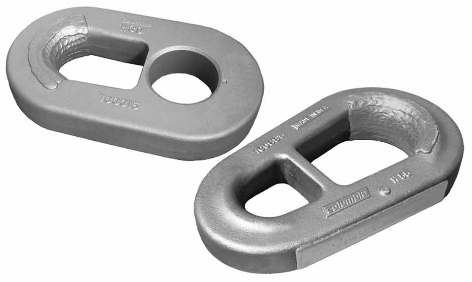 Dragline chain stud end links and pear end links