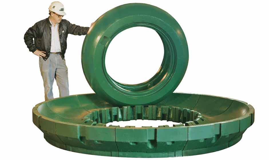 Coal pulverizer tires, tracks, wall castings and ledge covers manufactured by Columbia Steel