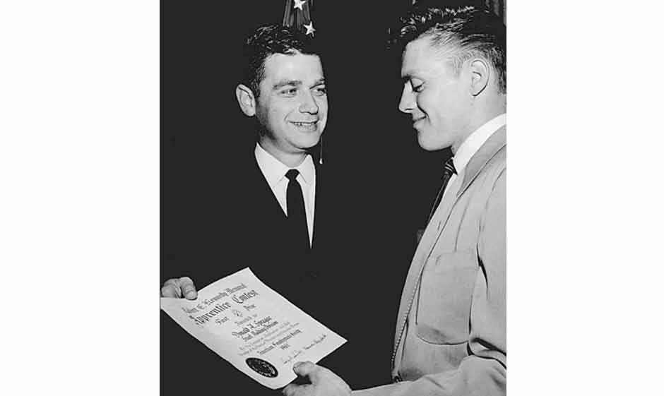 In 1961, Columbia Steel mold making apprentice Donald Sprague was the first Oregonian to earn first place in the American Foundry Society's contest. The award was presented by Governor Mark O. Hatfield.