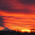 Mt. Hood sunrise, February 3, 2016 -- photo by Brian Riley, Columbia Steel Sand Technician