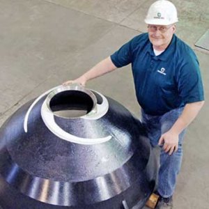 Columbia Steel's patented high-output cone mantle design