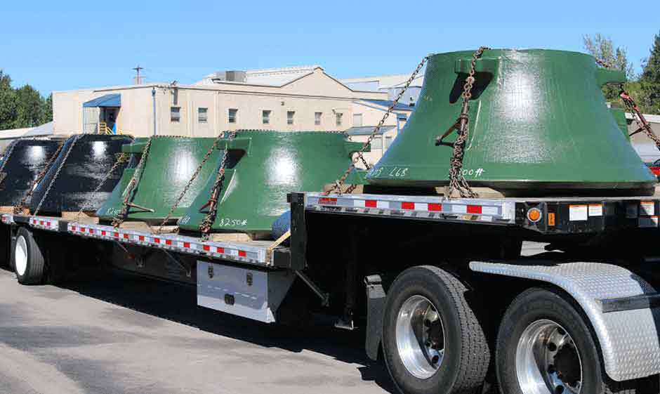 Columbia Steel cone crusher wear parts en route to a customer