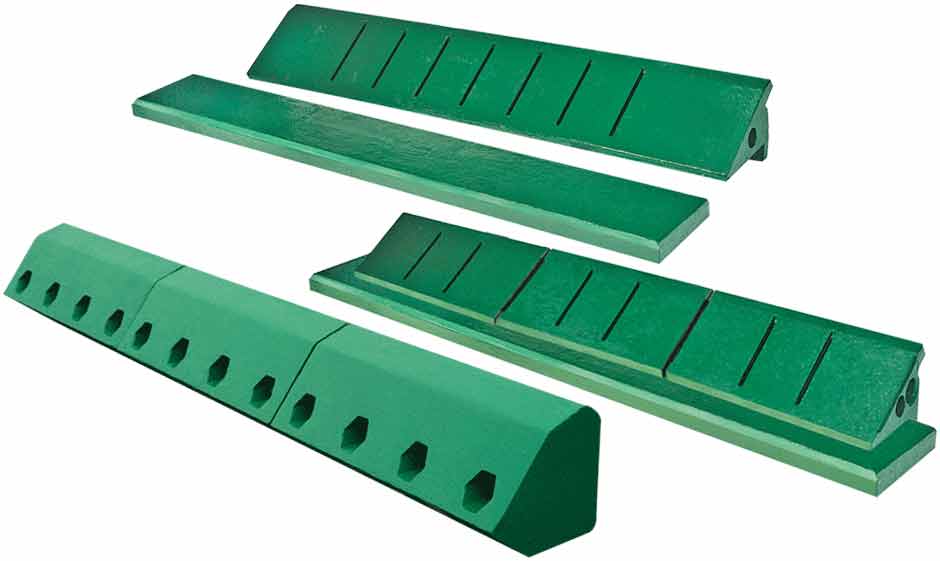 Shredder breaker bars and anvils in a variety of configurations are available from Columbia Steel